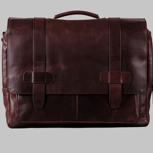 LadderBack 100% Leather Brown Rugged & Rustic Design Laptop Messenger Bag